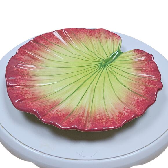 Vintage Lotus Serving plates 1 large 3 smaller side plates Red to yellow, green - Picture 3 of 8